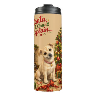 Lustige Weihnachts-Hund-Illustration Thermosbecher