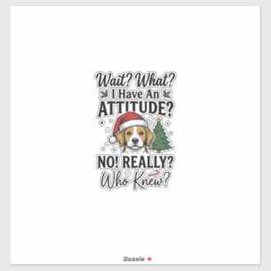 Lustige Weihnachts-Hunde-Einstellung Vintage-Gravu Aufkleber