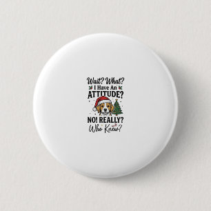Lustige Weihnachts-Hunde-Einstellung Vintage-Gravu Button
