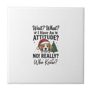 Lustige Weihnachts-Hunde-Einstellung Vintage-Stich Fliese