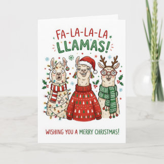 Lustige Weihnachts-Llamas – Fa La La Llamas Karte