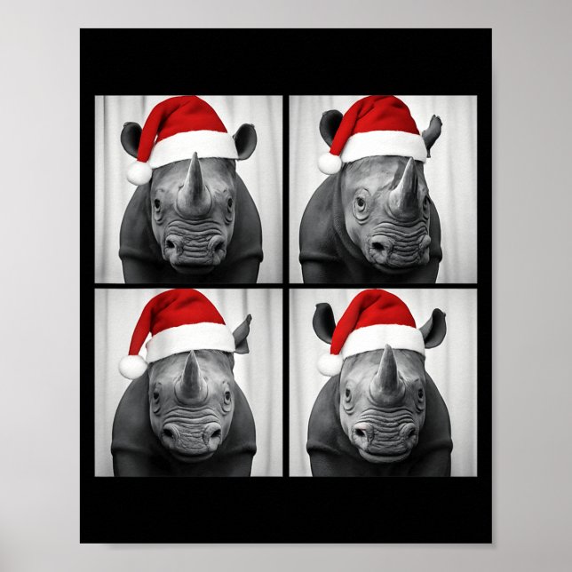 Lustige Weihnachts Nashorn Santa Foto Booth Safari Poster (Vorne)