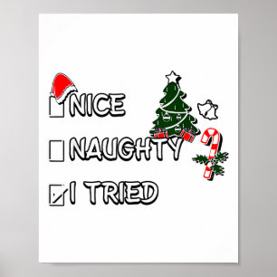 Lustige Weihnachts-Pyjama-Lichter Nett Unartig Ich Poster