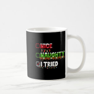 Lustige Weihnachts-Pyjama-Lichter Nice Naughty Ich Kaffeetasse