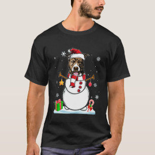 Lustige Weihnachts-Pyjama-Pitbull-Hund-Santa-Schne T-Shirt