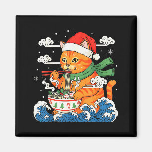 Lustige Weihnachts-Ramen-Katze isst Nudeln Japanis Magnet