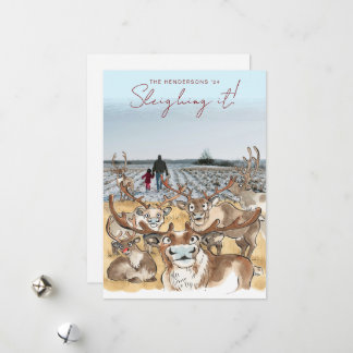 Lustige Weihnachts-Rentier-Feiertags-Postkarte him Feiertagskarte