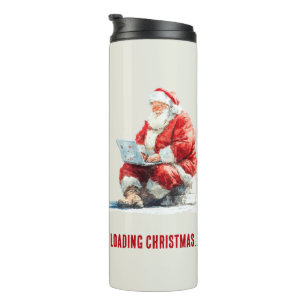 Lustige Weihnachts-Santa-Design laden Thermosbecher