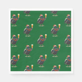 Lustige Weihnachts-Schneehuhn-Bier-Servietten Serviette