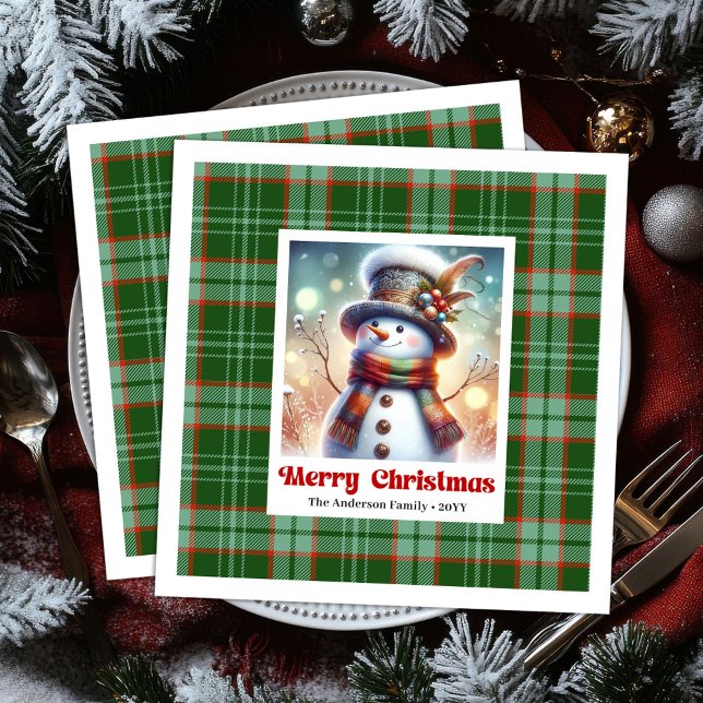 Lustige Weihnachts Schneemann Servietten Druckbar  (Funny Christmas Snowman Napkins Printable Kids Style Gold

)