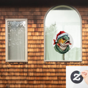 Lustige Weihnachts-Tier-Favoriten - Karpfen 1 Fensteraufkleber