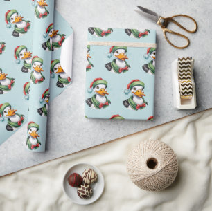 Lustige Weihnachts-Tierfavoriten - Ente 2 Geschenkpapier