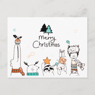 Lustige Weihnachts-Tierfreunde Frohe Weihnachten Postkarte