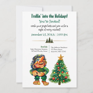 Lustige Weihnachts-Troll-Feierparty Einladung