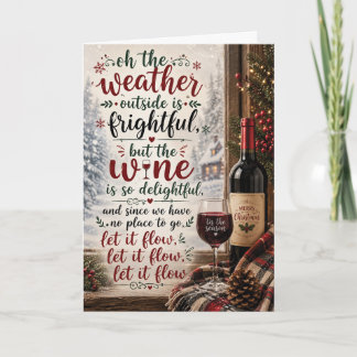 Lustige Weihnachts-Wein-Lass-es-fließen-Feiertagsk Feiertagskarte