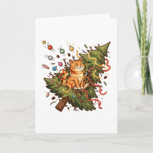 Lustige Weihnachtsbaum-Katzen-Kunst für die Feiert Feiertagskarte