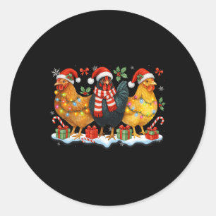 Lustige Weihnachtsbeleuchtung für Hühner auf dem B Runder Aufkleber