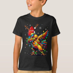 Lustige Weihnachtsbeleuchtung Huhn Santa Dabbing W T-Shirt