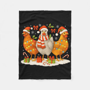 Lustige Weihnachtsbeleuchtung Hühner Weihnachtsman Fleecedecke