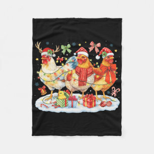 Lustige Weihnachtsbeleuchtung Hühner Weihnachtsman Fleecedecke