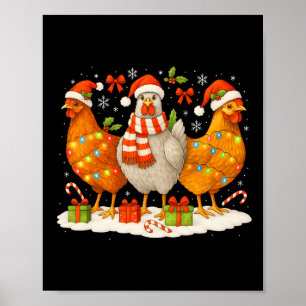 Lustige Weihnachtsbeleuchtung Hühner Weihnachtsman Poster