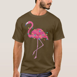Lustige Weihnachtsbeleuchtung Rosa Flamingo Tropis T-Shirt