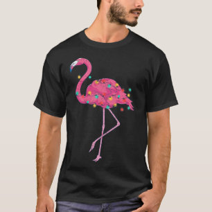 Lustige Weihnachtsbeleuchtung Rosa Flamingo Tropis T-Shirt