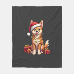 Lustige Weihnachtsbeleuchtung Santa Hut Tamaskan H Fleecedecke