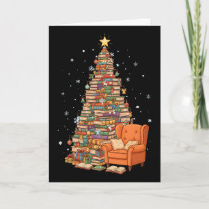 Lustige Weihnachtsbücher Baum Buchliebhaber Lehrer Karte