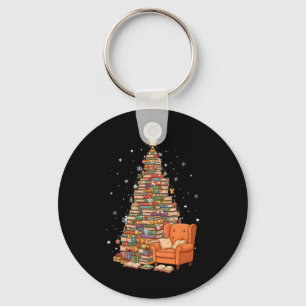 Lustige Weihnachtsbücher Baum Buchliebhaber Lehrer Schlüsselanhänger