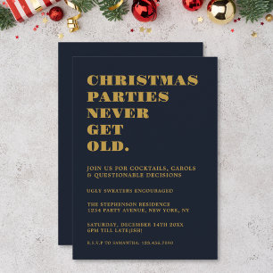 Lustige Weihnachtsfeiern werden nie alt Navy Gold  Einladung