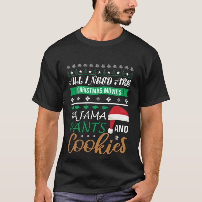 lustige Weihnachtsfilme pajama Hose Kekse Wort T-Shirt (Vorderseite)