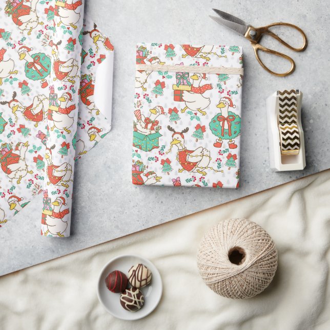 Lustige Weihnachtsgans Geschenkpapier (Kunsthandwerk)
