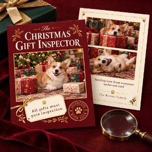 Lustige Weihnachtsgeschenk-Inspektor-Haustier-Foto Feiertagskarte