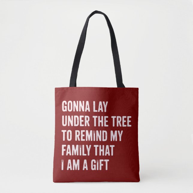 Lustige Weihnachtsgeschenke unter dem Baum (Vorderseite)