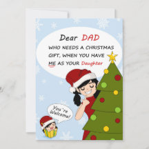 Lustige Weihnachtsgrüße von einer frechen Tochter