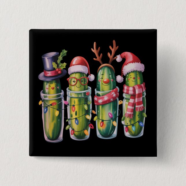 Lustige Weihnachtsgurke Dillgurken Feiertagsgurke  Button (Vorderseite)