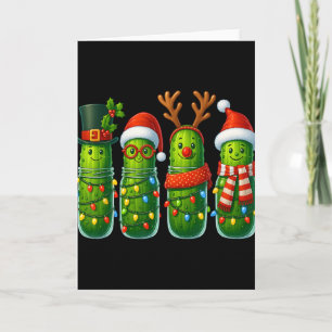 Lustige Weihnachtsgurken mit Weihnachtsmannmützen Karte