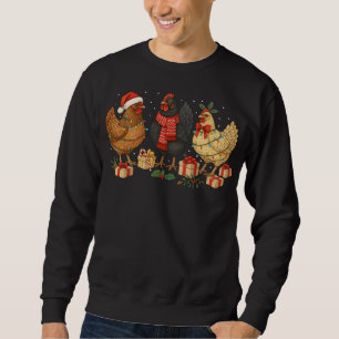 Lustige Weihnachtshühner mit Lichtern und Geschenk Sweatshirt