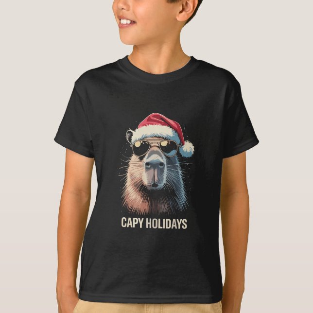 Lustige Weihnachtskapy-Feiertage Xmas Capybara  T-Shirt (Vorderseite)