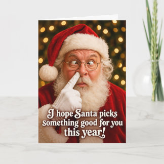 Lustige Weihnachtskarte auf der Santa die Nase boh Feiertagskarte