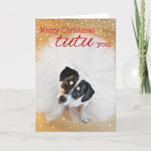 Lustige Weihnachtskarte - Hund mit Tutu Feiertagskarte