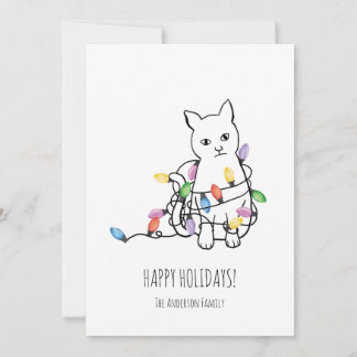 Lustige Weihnachtskarte mit Katze Feiertagskarte
