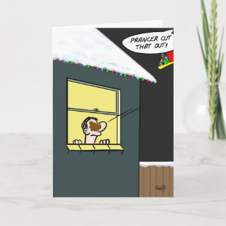 Lustige Weihnachtskarte: Prancer liefert Feiertagskarte