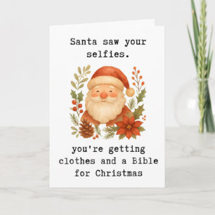 Lustige Weihnachtskarte, Santa sah deine Selfies Karte