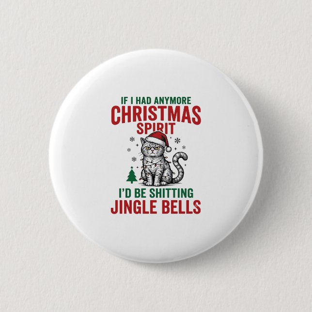 Lustige Weihnachtskatze Geist Vintage Gravur Desig Button (Vorderseite)