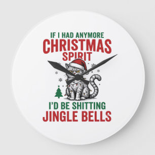 Lustige Weihnachtskatze Geist Vintage Gravur Desig Große Wanduhr