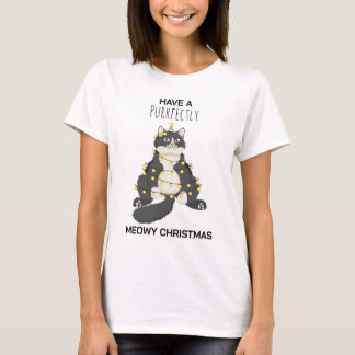 Lustige Weihnachtskatze Minimal Tierliebhaber T-Shirt