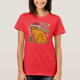 Lustige Weihnachtskatzen-katzenartiger festlicher T-Shirt