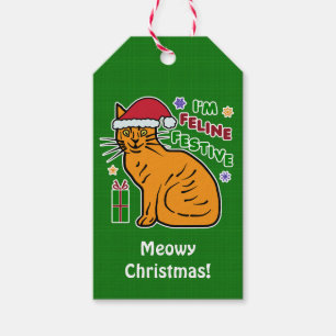 Lustige Weihnachtskatzen-katzenartiges festliches Geschenkanhänger